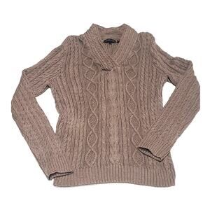 Jeanne Pierre tan knit chunky sweater women's large